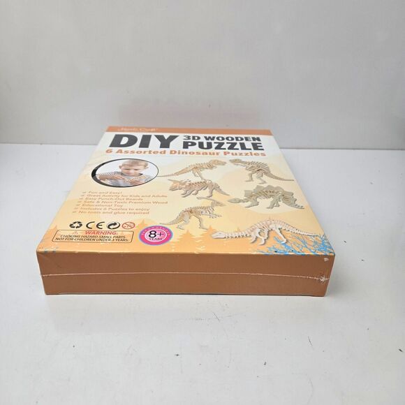 Hands Craft DIY 3D Wooden Puzzle 6 Assorted Dinosaur Puzzles Set Stem NEW Sealed - Picture 10 of 10